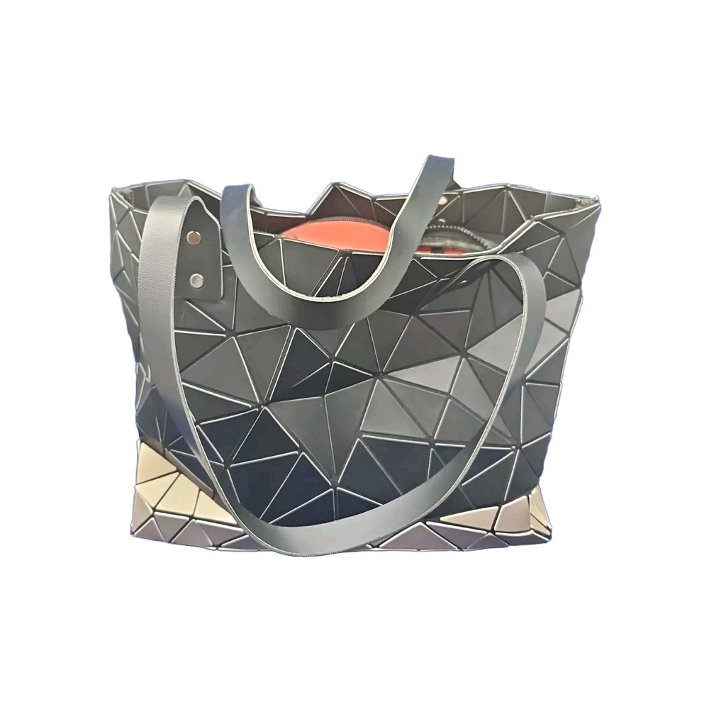 P. Luca Milano Gold Black Red Prism Geometric Shiny Vegan Tote Bag Purse